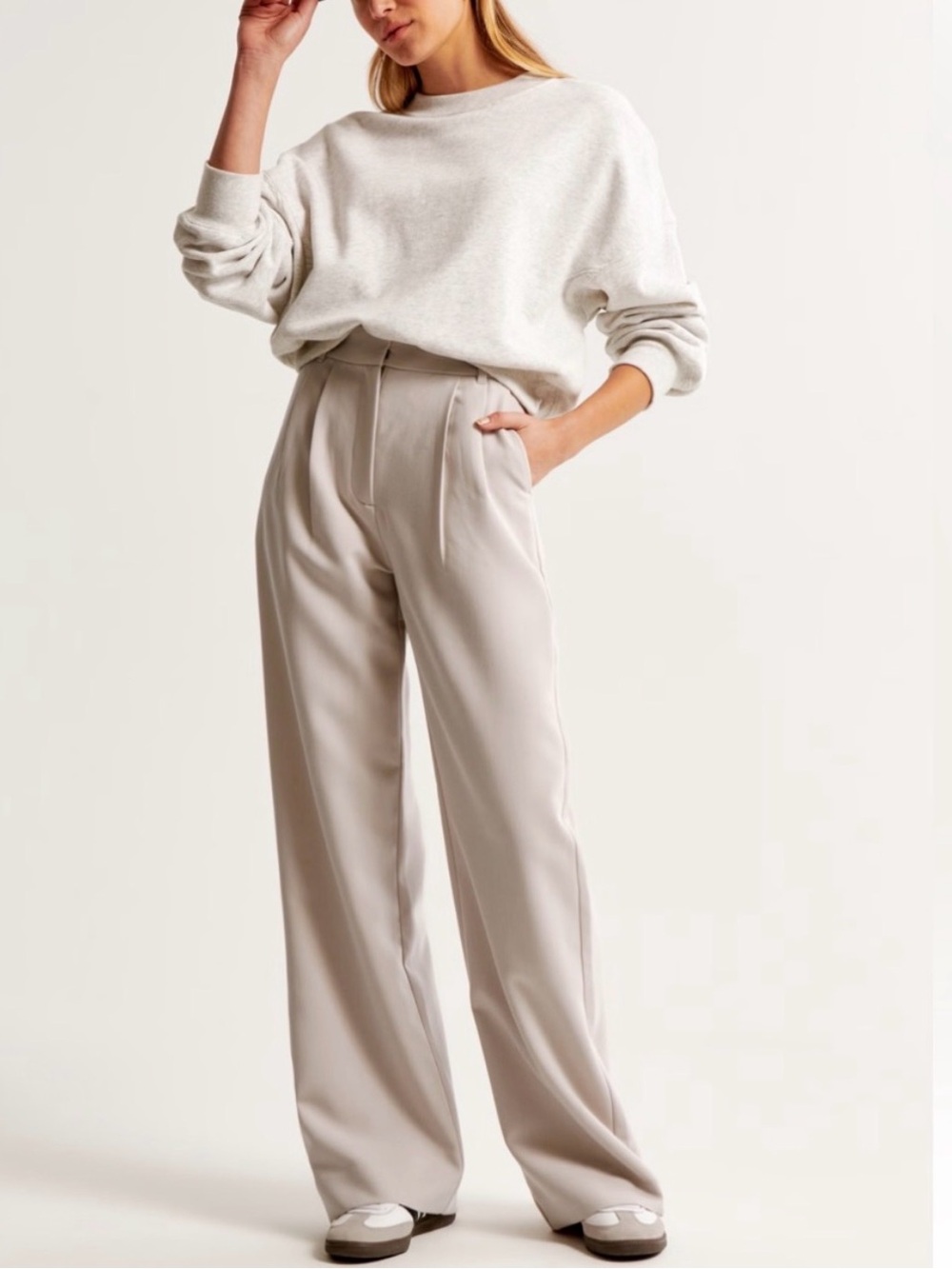 Abercrombie & Fitch Sloan Tailored Wide-Leg Pants in Light Taupe 32/14